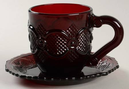 Cape Cod Ruby Flat Cup & Saucer Set