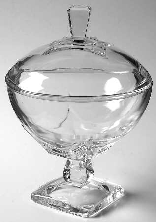 Colony Clear (Square) Footed Candy Dish & Lid