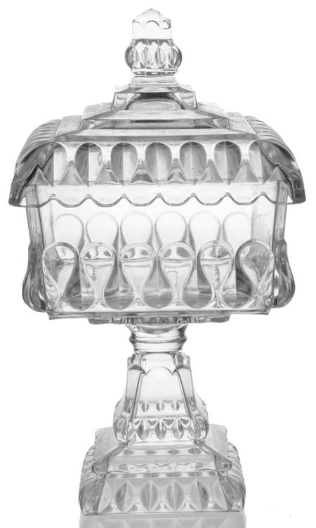 Crystal Wedding 6" Square Compote & Lid