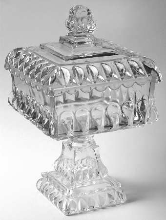 Crystal Wedding 12" Square Compote & Lid