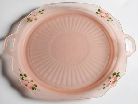 Mayfair Pink Frosted Handled Cake Plate