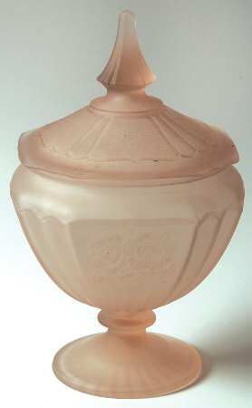 Mayfair Pink Frosted Candy Dish & Lid
