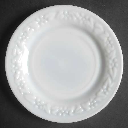 Embossed Floral Milk Glass 7" Salad Plate