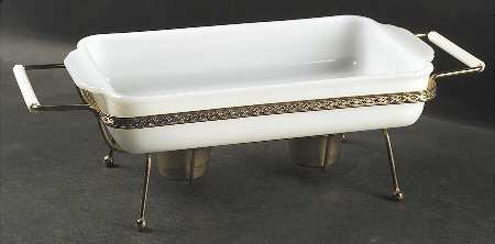 Anchorwhite (Milk White) Rectangular Baking Pan with 2 Candle Wrmrs