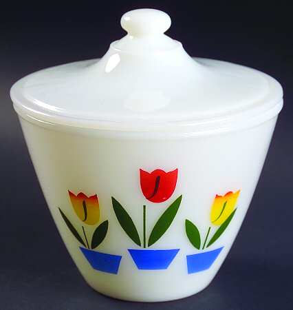 Tulips On White Drip Jar & Lid