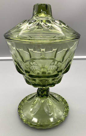 Reflection Green Footed Candy Dish & Lid