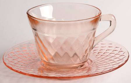 Diamond Optic Pink Cup & Saucer Set