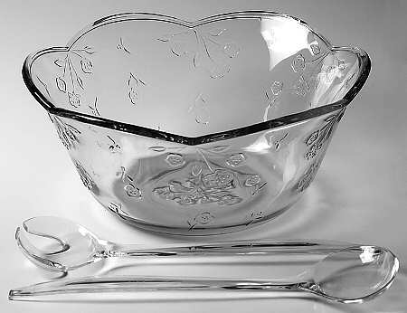Savannah Clear 11" Salad Bowl W/Plastic Salad Serving Fork & Spoo