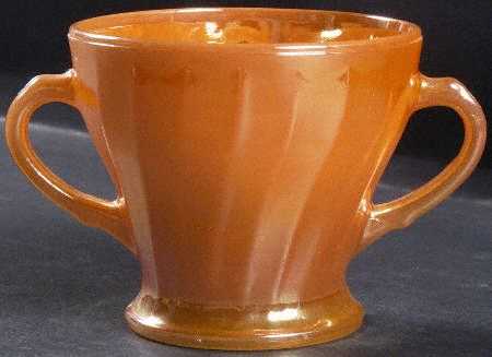 Peach Lustre Shell Footed Open Sugar