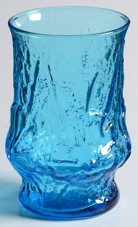 Rainflower Laser Blue Flat Juice Glass by Anchor Hocking