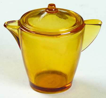 Stippled Band Topaz Toy Tea Pot & Lid