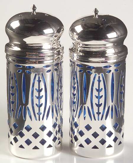 Royal Sapphire Salt and Pepper Shakers with Metal Lids