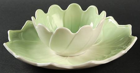 Leaf and Blossom Green White by Anchor Hocking