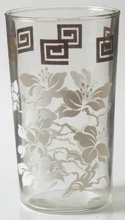 White Leaves and Gold Grecian Key by Anchor Hocking