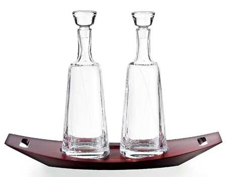 Lotto (3 Piece) Cruet Set (2 Cruets & Wood Stand)