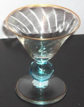 Apollo Cerulean (Blue Stem, Swirl Optic, Gold Trim) Liquor Cocktail