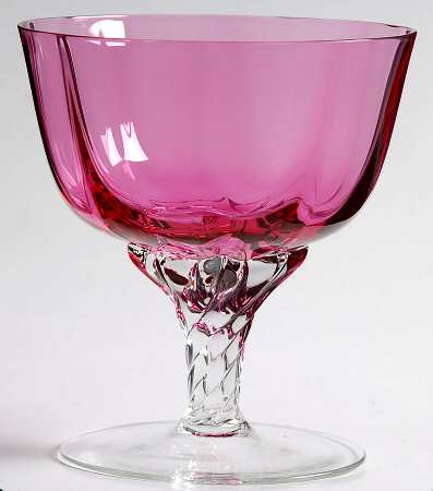 Liza Cranberry (Optic, Flared Bowl) Champagne/Tall Sherbet
