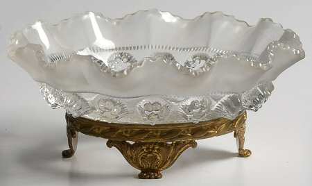 Catherine Frosted Clear 5" Metal Base Nappy