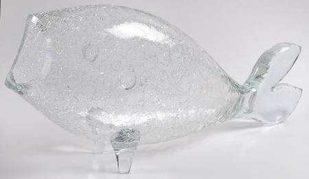 Animals & Figurines #971L Fish with Crackled Finish by Blenko