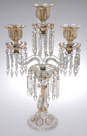 Medallion 3 Light Candlestick with Bobeches & 44 Prisms