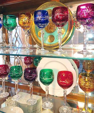 Ribbon (Various Colors) Cobalt Blue Water Goblet