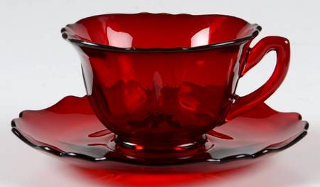 3400 Ruby Cup and Saucer Set (Shape 3500) by Cambridge