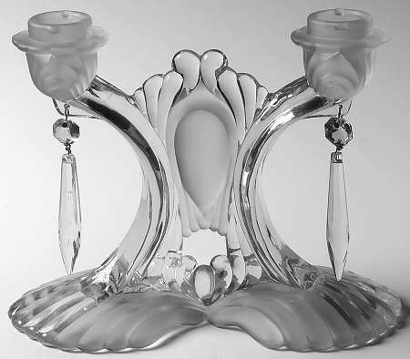 Alpine Clear Double Light Candlestick Wit Prisms and No Bobeche