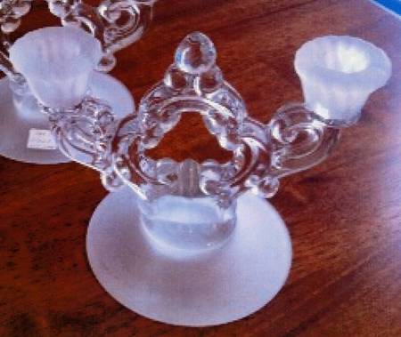 Alpine Clear 3400/647 2 Light Candlestick (Round Base)
