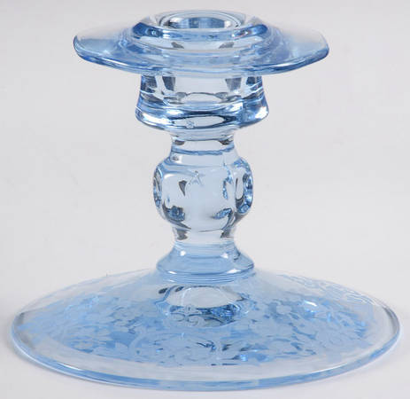 Apple Blossom Blue (Stem 3130) 4" Single Light Candlestick