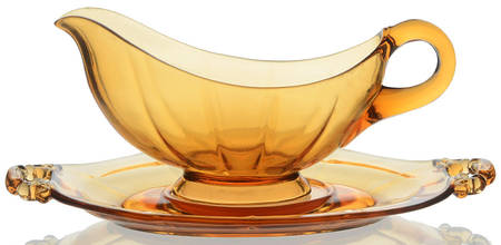 Decagon Amber Gravy Boat and Underplate