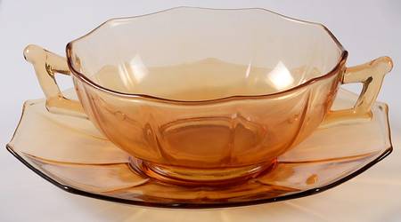 Decagon Amber Cream Soup & Saucer Set