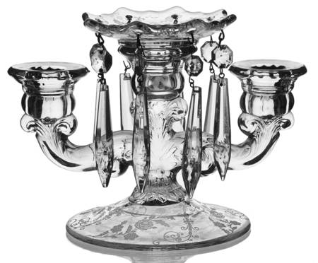 Elaine Clear (Stem 3500) 3 Light Candlestick w/Bobeche & 8 Prisms