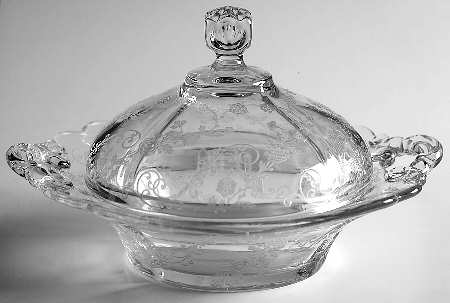 Elaine Clear (Stem 3500) 3400 Round Butter & Lid w/Square Knob