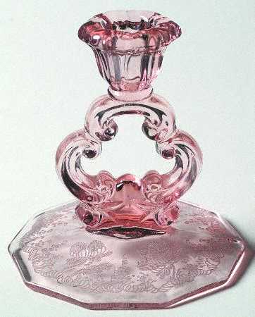 Gloria Pink (Stem 3130) 5" KeyHole Candlestick w/10 Sided Base