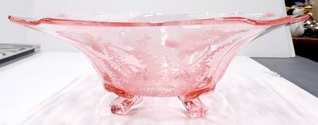 Gloria Pink (Stem 3130) #3400 12" Square 4 Toed Bowl
