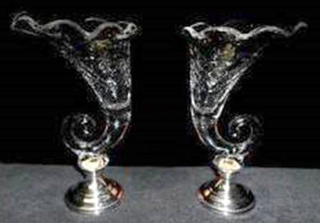 King Edward Crimped  Cornucopia Vase with Sterling