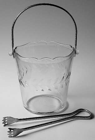 Laurel Wreath Clear (Stem 3700) Ice Bucket with Detachable Handle and Tongs