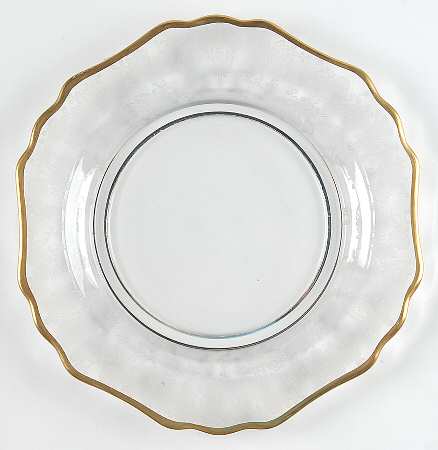 Rose Point Clear (Stem 3500, Gold Trim, Etched) 7" Salad Plate (Shape 3400)