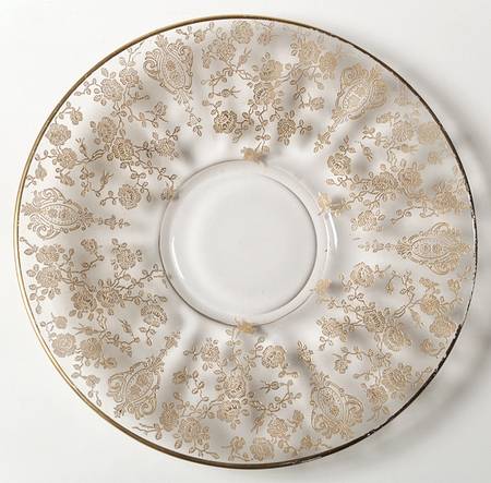 Rose Point Clear (Stem 3500, Gold Encrusted) Shape 3500 Finger Bowl, Plate Only