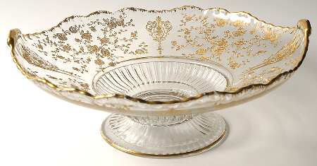 Rose Point Clear (Stem 3500, Gold Encrusted) 12" Footed Bowl