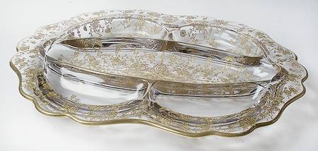 Rose Point Clear (Stem 3500, Gold Encrusted) #3900 120 12" Oblong 5 Part Relish