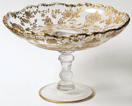 Rose Point Clear (Stem 3500, Gold Encrusted) Cheese Stand (Shape 3500)