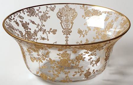 Rose Point Clear (Stem 3500, Gold Encrusted) Shape 3500 Flat Finger Bowl Only