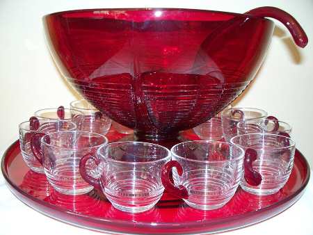 Tally Ho Ruby (Stem 1402) Punch Bowl