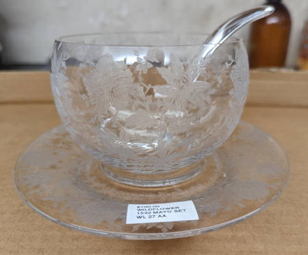 Wildflower Clear Mayonnaise Bowl,  Underplate and Ladle