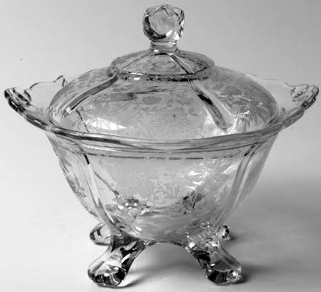 Wildflower Clear 3400/9 Four Toed Candy Dish with Lid