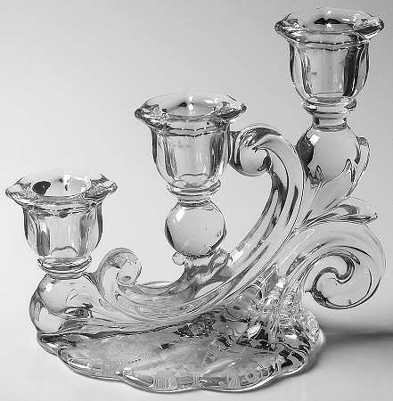 Wildflower Clear Shape 3400/1338 3 Light Candlestick, Plain