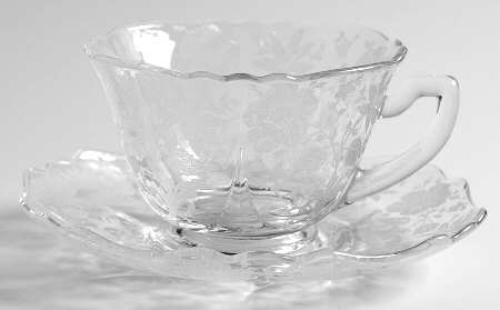 Wildflower Clear Cup and Saucer Set (Shape 3500)
