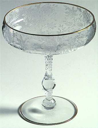 Wildflower Clear (Gold Trim, Stem 3121) Round Compote (Height X Width)