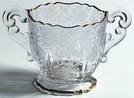 Wildflower Clear (Gold Trim, Stem 3121) 3400/68 Open Footed Sugar
